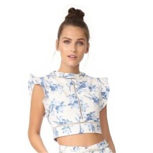 JOA Floral Open Back Crop Top